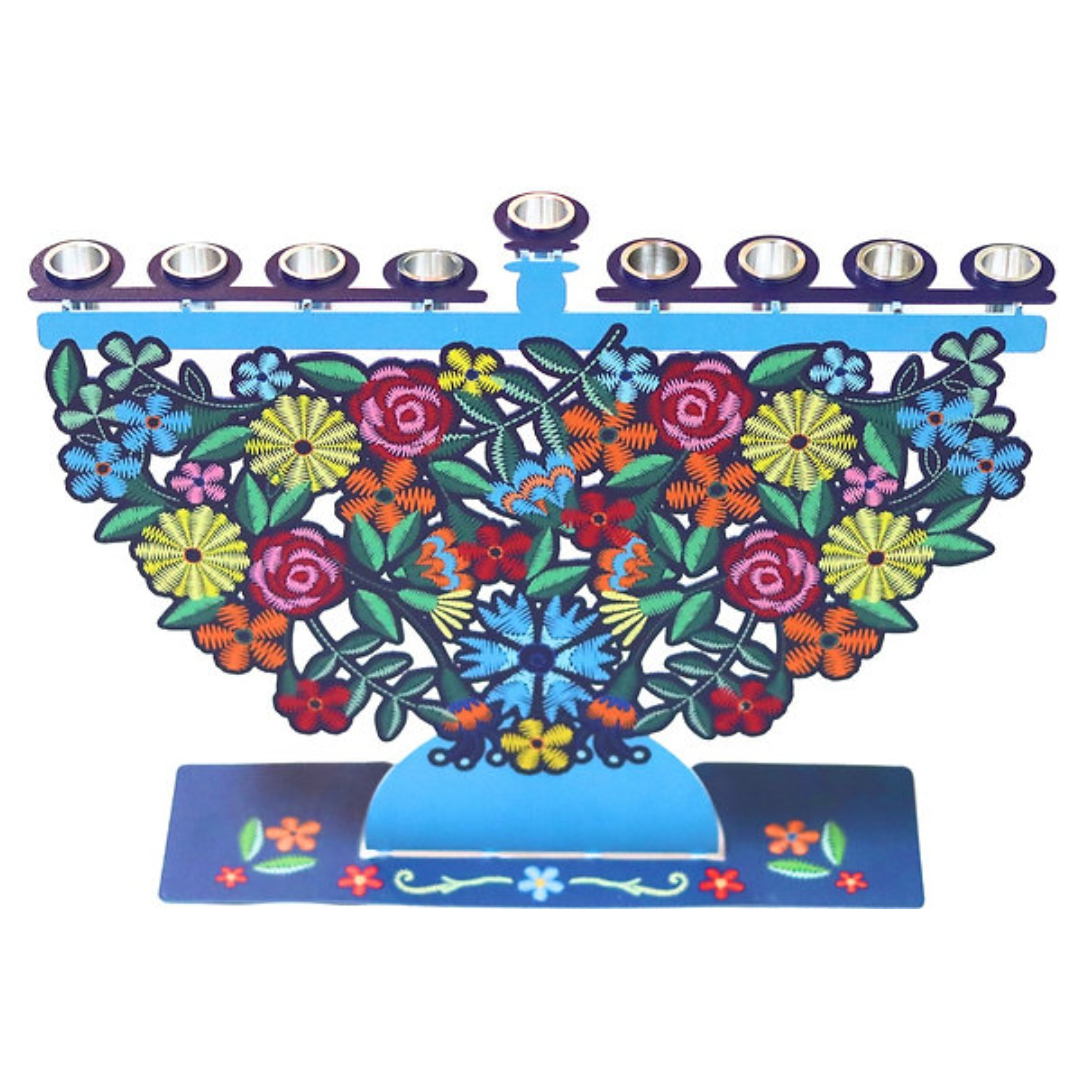 Dorit Judaica Menorahs Floral Harmony Menorah - Oil or Wax Candles