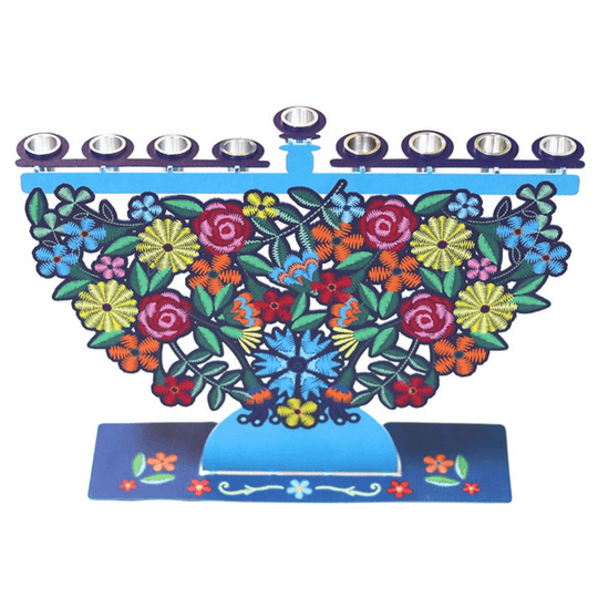 Floral Harmony Menorah - Oil or Wax Candles