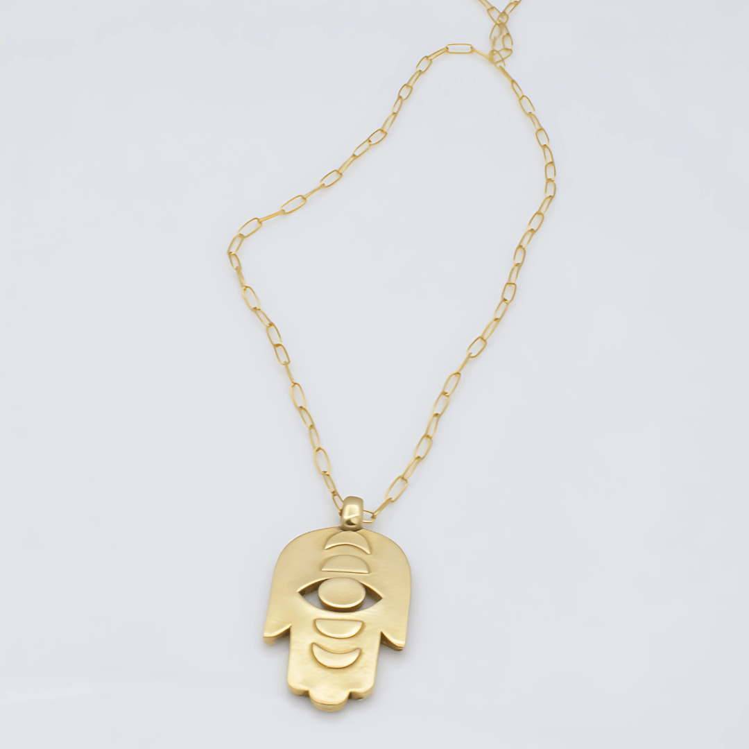 Dear Elaan - Moon Phase Evil Eye and Hamsa Necklace - ModernTribe