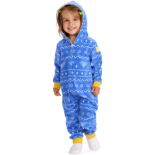 Toddler Blue Hanukkah Jumpsuit by Tipsy Elves (Sizes 2T - 4T)