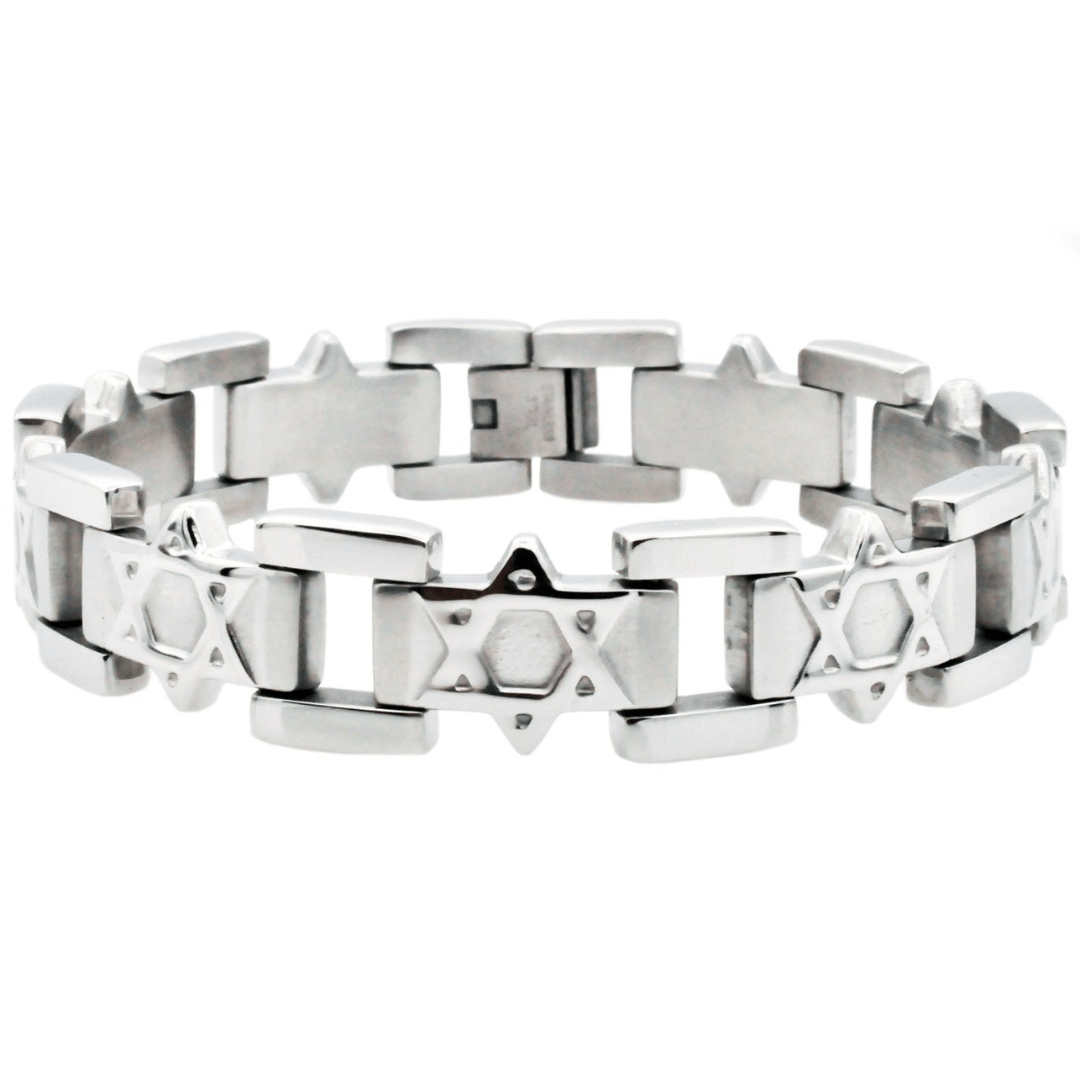 Blackjack Mens Jewelry Bracelets Men's Stainless Steel Star of David Bracelet