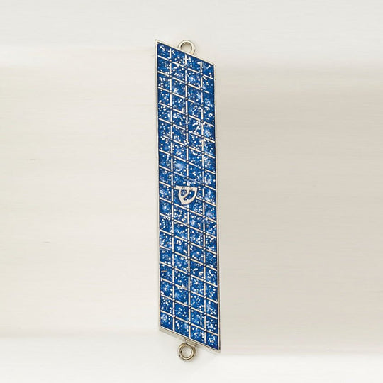 Blue Glitter Enamel Mezuzah
