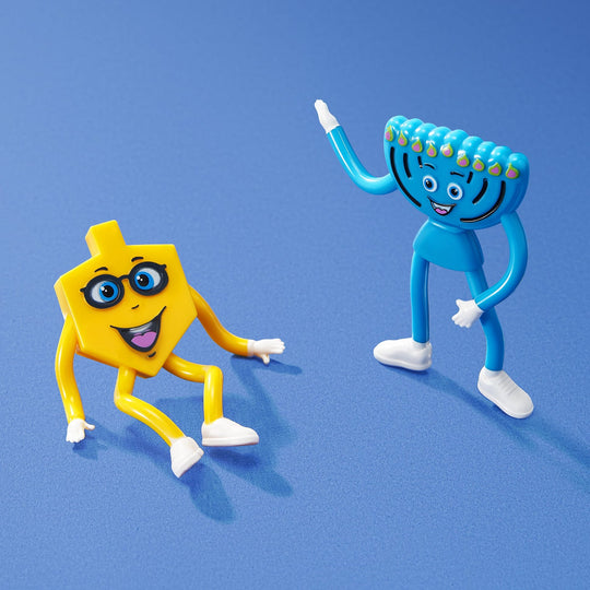 Bendable Hanukkah Friends - Dreidel and Menorah Set