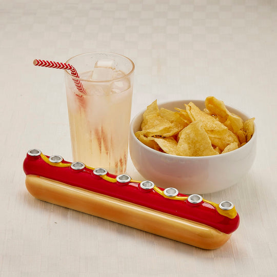 Hand-Painted Hot Dog Ceramic Menorah
