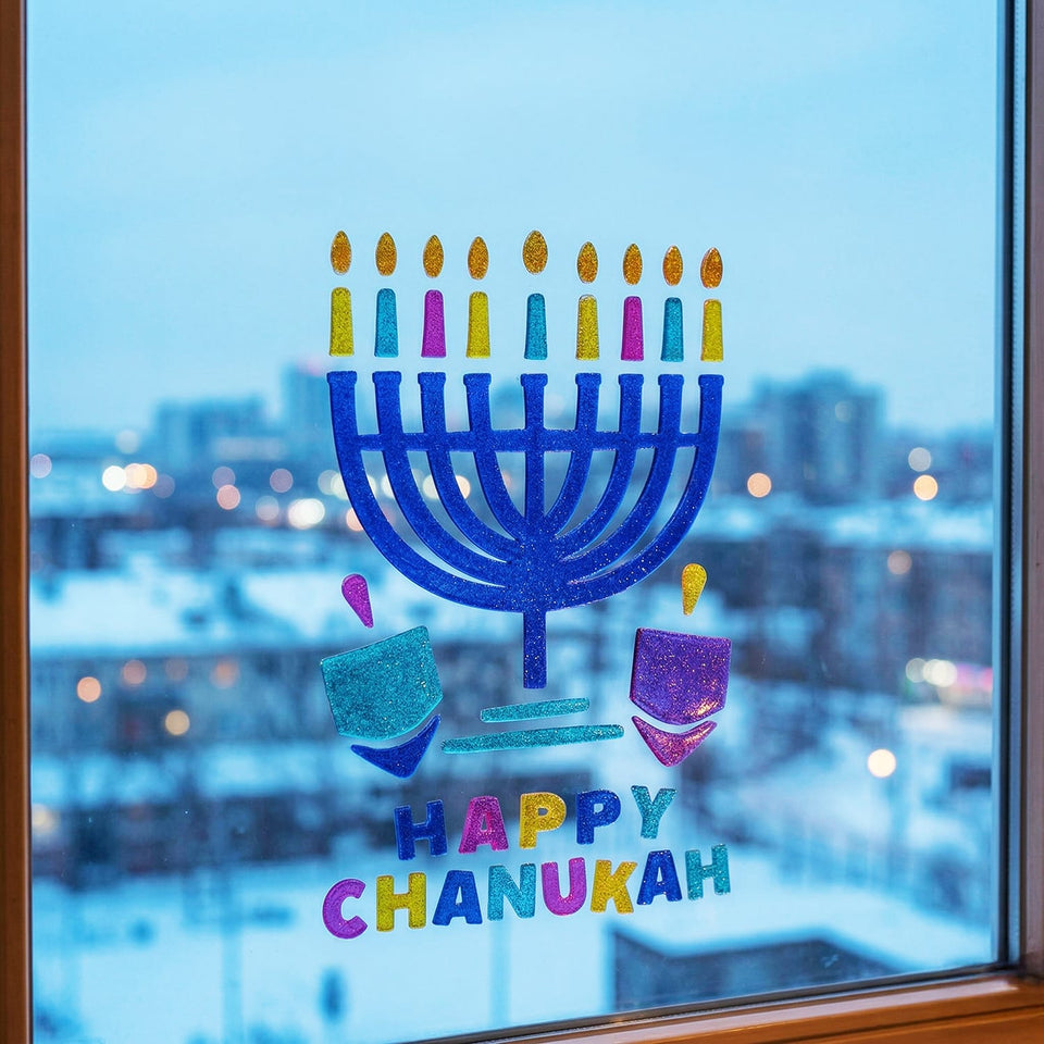 Rite Lite Decorations Jumbo Glitter CHanukah Window Gel Decoration