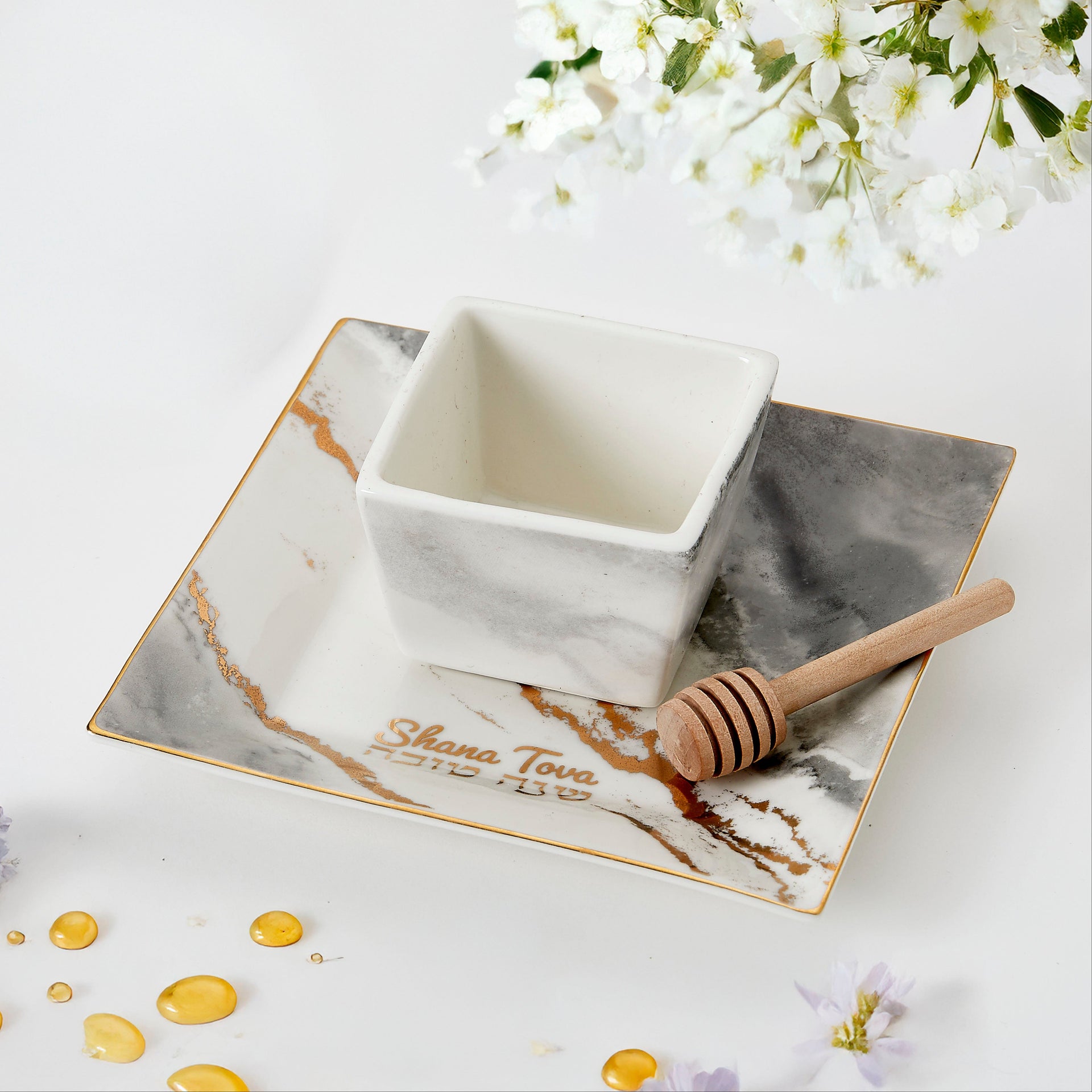 Rite Lite Honey Dishes Porcelain Apple and Honey Dish Set