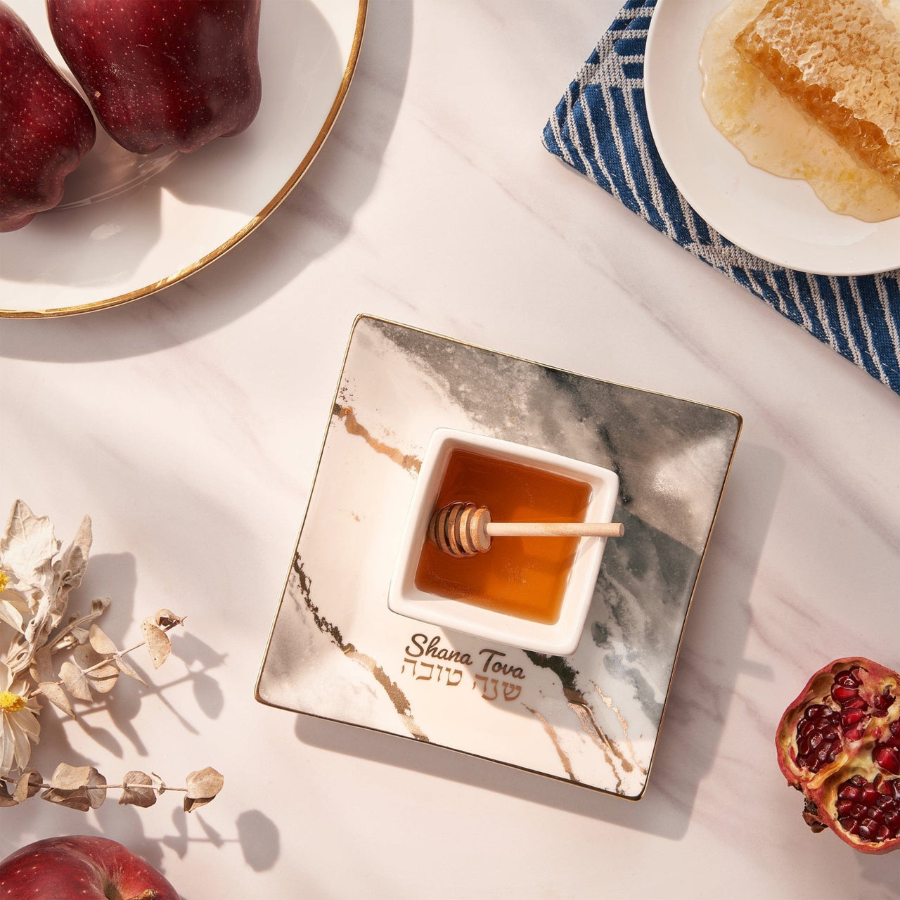 Rite Lite - Porcelain Marble Apple and Honey Dish Set - ModernTribe