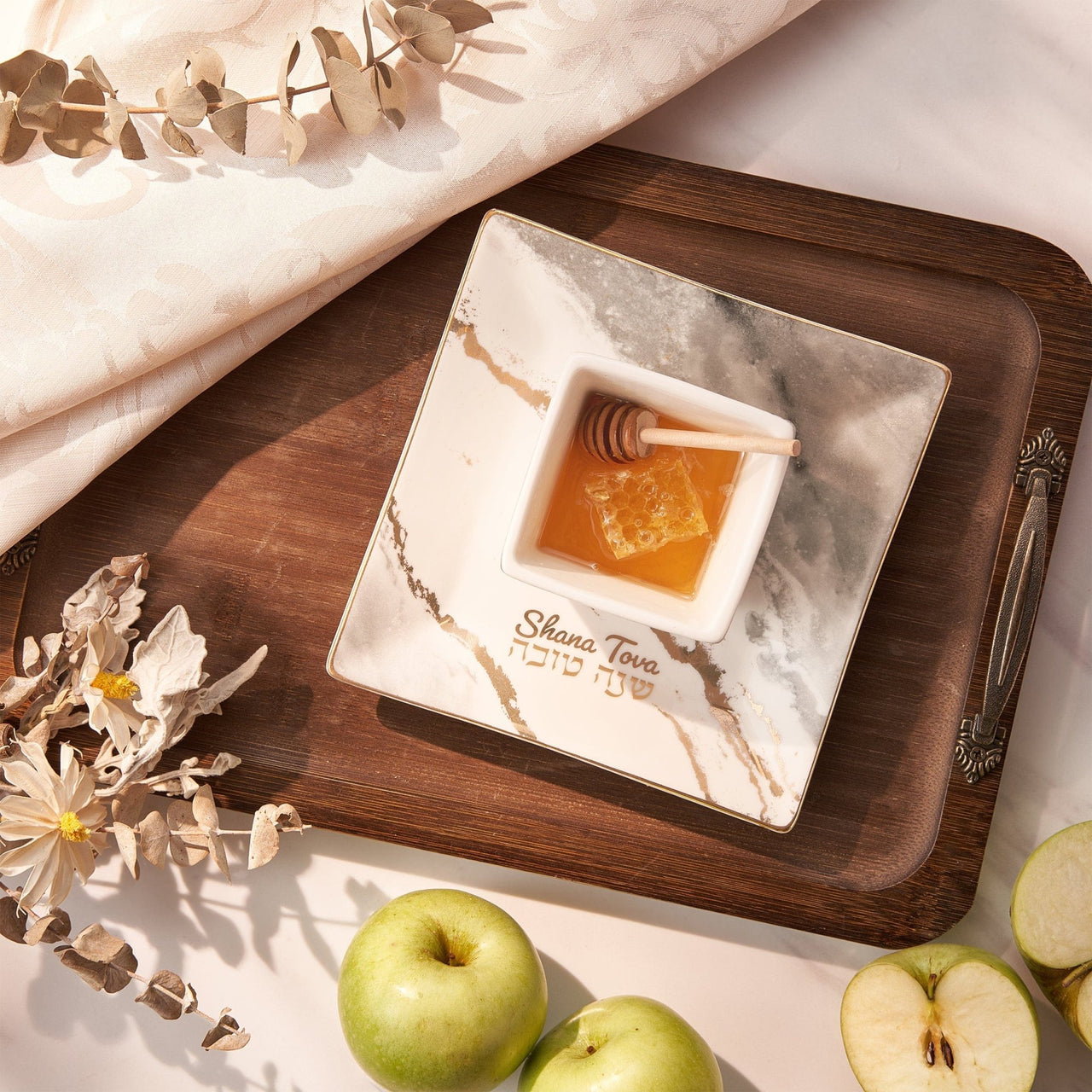Rite Lite - Porcelain Marble Apple and Honey Dish Set - ModernTribe