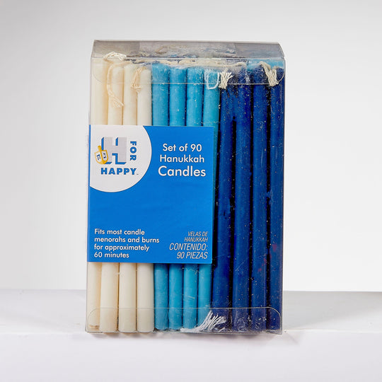Deluxe 90 Hanukkah Candles Value Pack - Blue and White