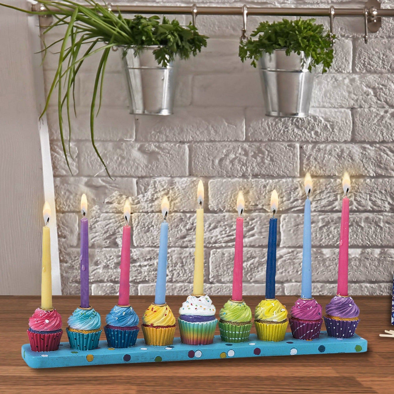 Rite Lite Menorahs Cupcake Hand-Painted Menorah