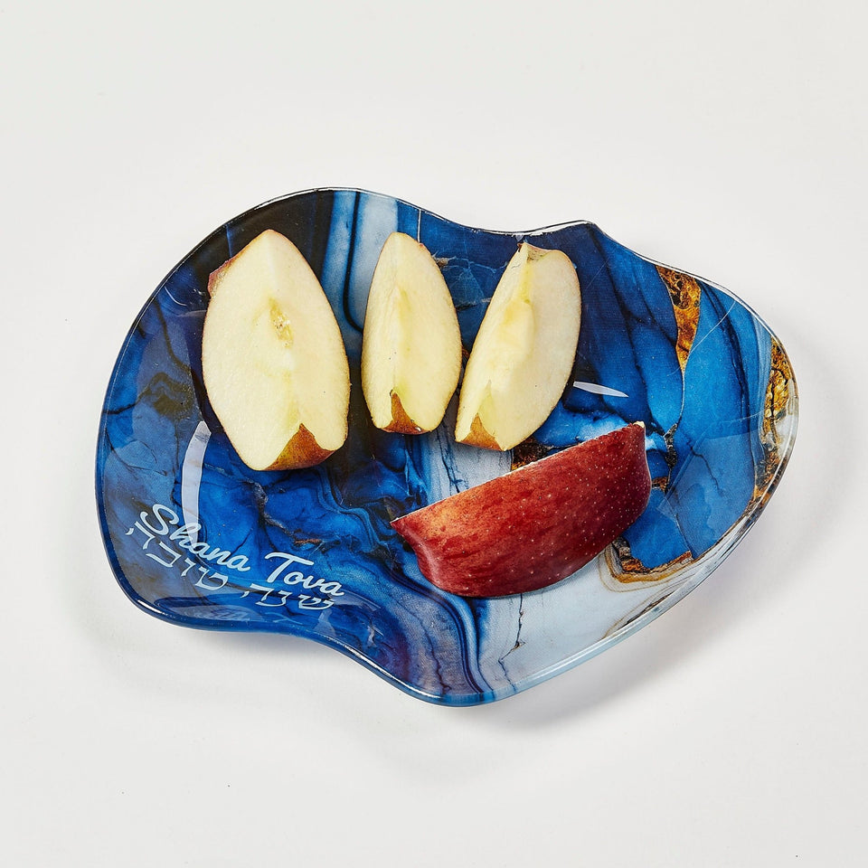 Rite Lite - Blue Marble "Shana Tova" Apple Plate - ModernTribe