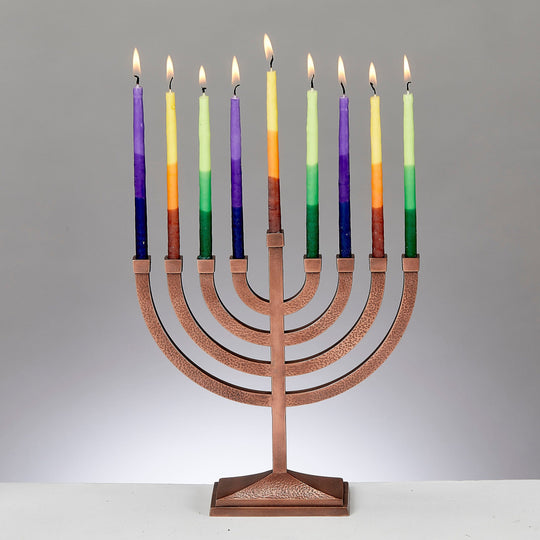 Traditional Aluminum Hammered Menorah - Copper