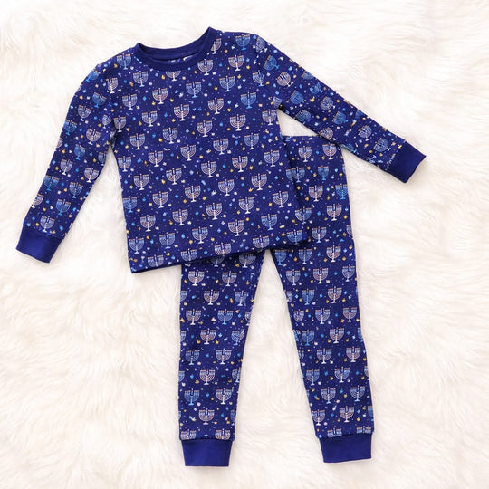 Kids' Menorah and Dreidels Hanukkah Pajamas - (Sizes 12M - 8)