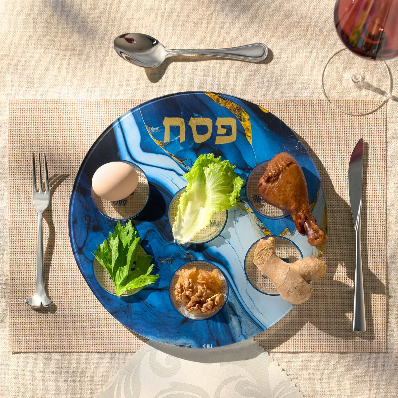 Rite Lite - Blue Marble Glass Seder Plate - ModernTribe