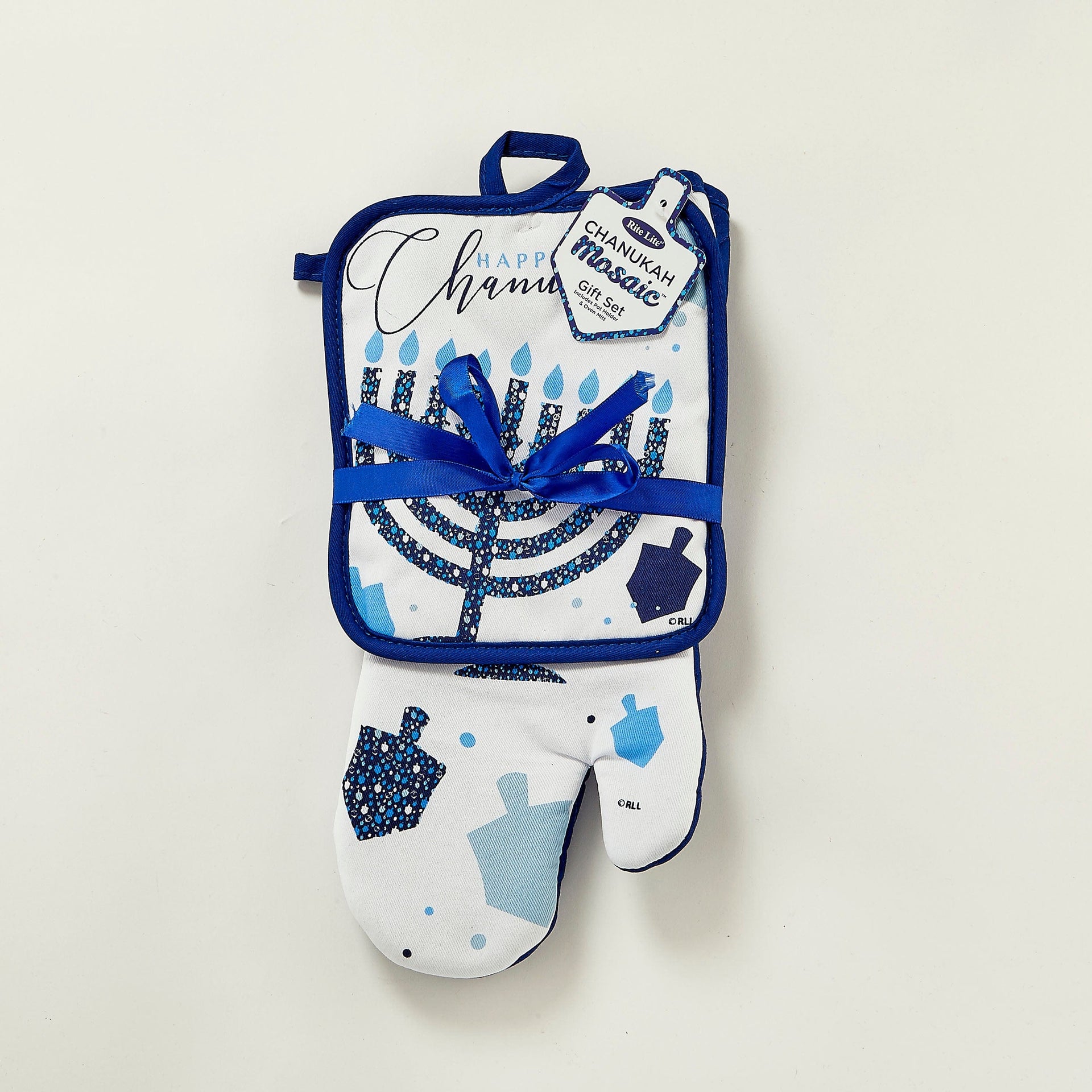 Rite Lite Kitchen Utensils Menorah and Dreidel Potholder and Oven Mitt