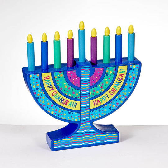 Mini Wood Menorah With Removable Wooden Candles