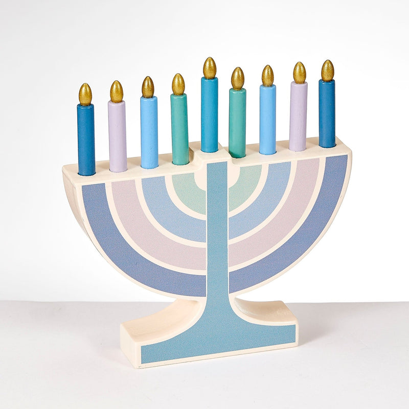 Rite Lite - Mini Wood Menorah With Removable Wooden Candles - Pastel - ModernTribe
