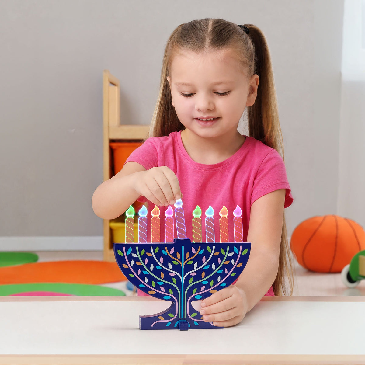 Rite Lite Toys My Play Wood Light Up Menorah with Acrylic Candles