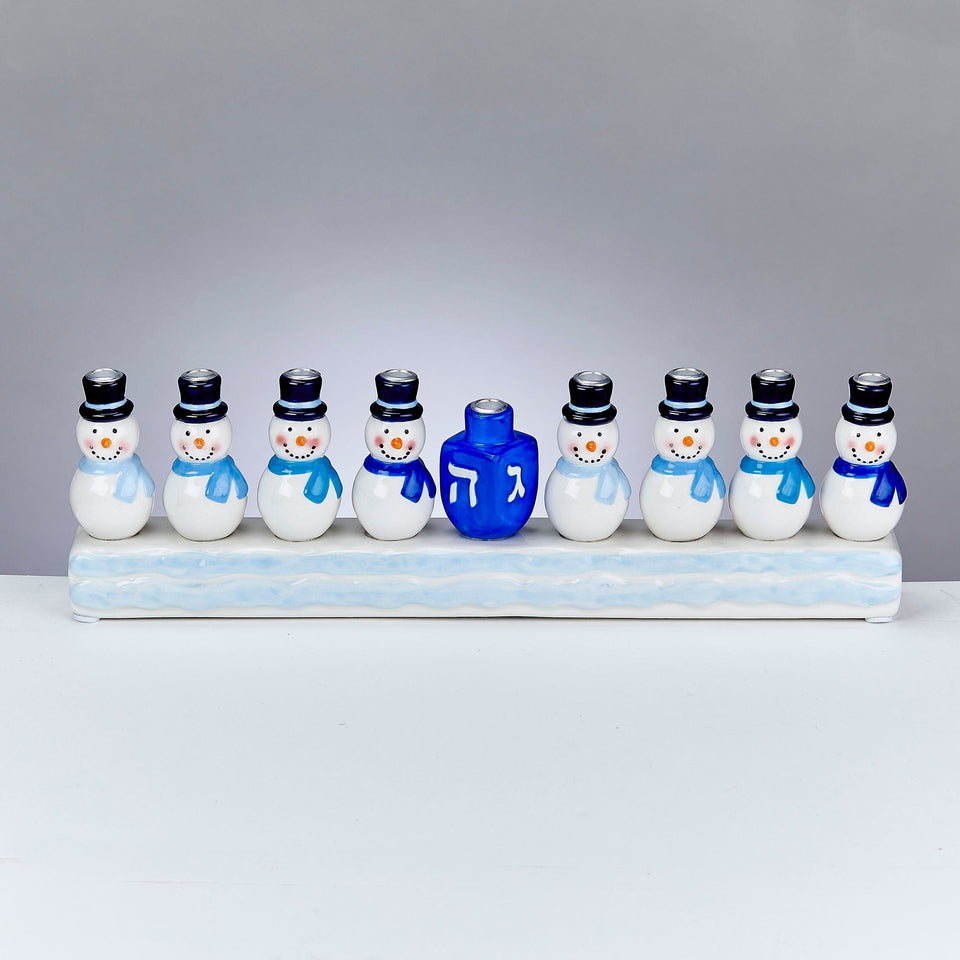 Rite Lite - Hand - Painted Resin Snowmen and Dreidel Menorah - ModernTribe