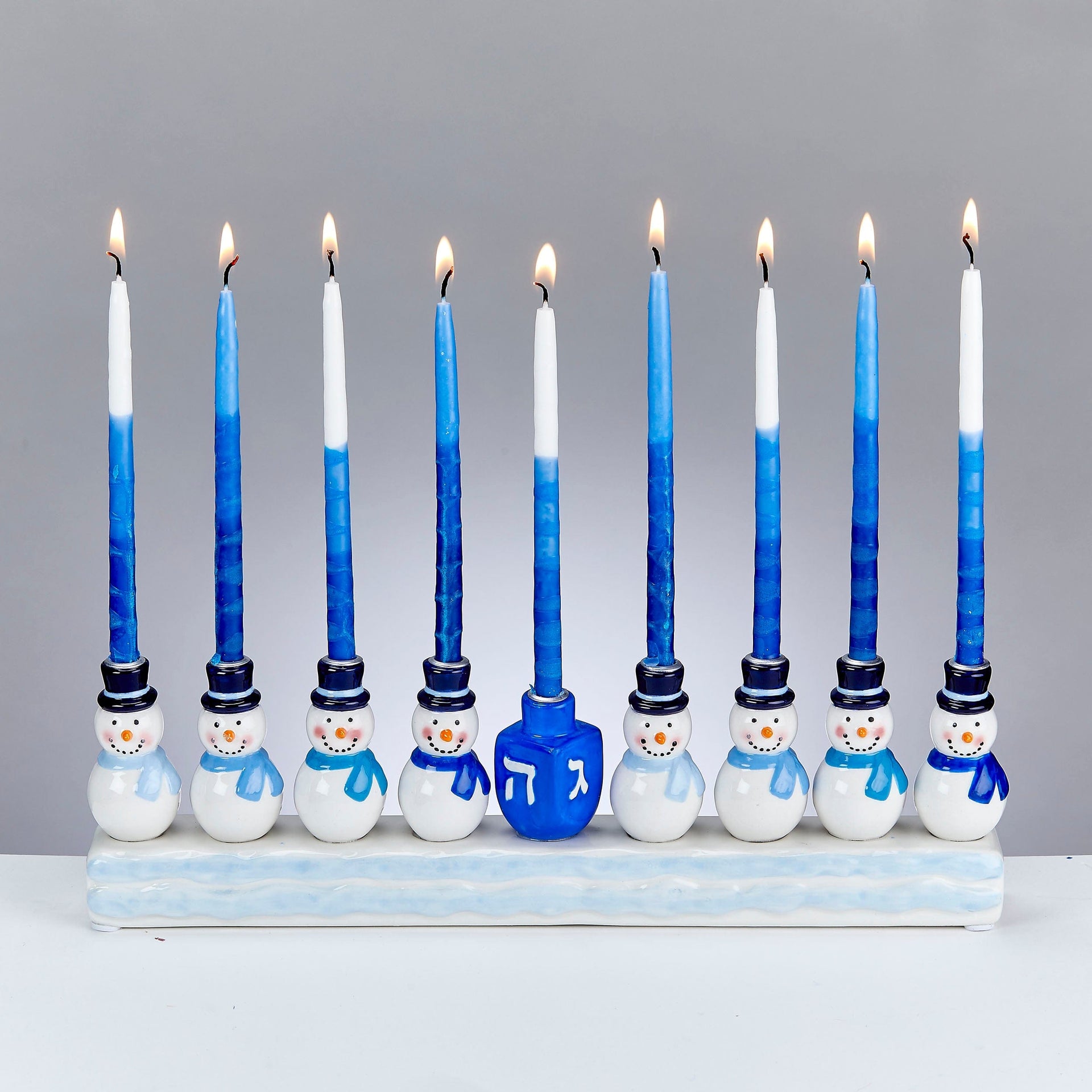 Rite Lite Menorahs Hand-Painted Resin Snowmen and Dreidel Menorah