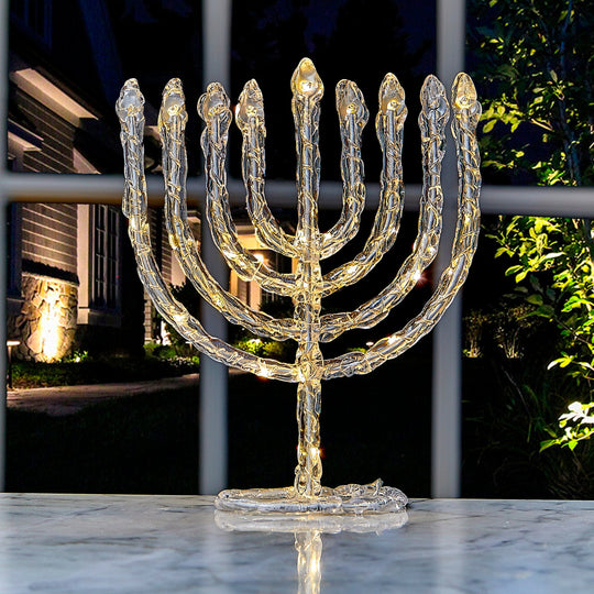 LED Twinkling Menorah Decoration