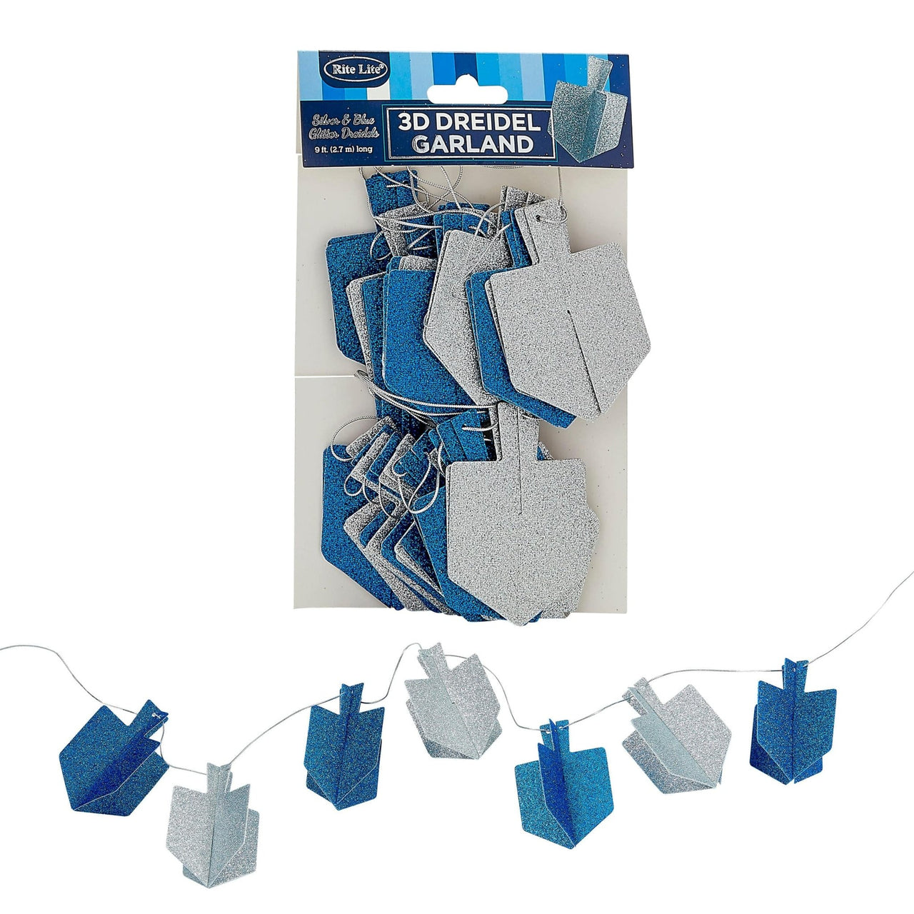 Rite Lite - Hanukkah Dreidel Glitter Garland - 9 Feet - ModernTribe