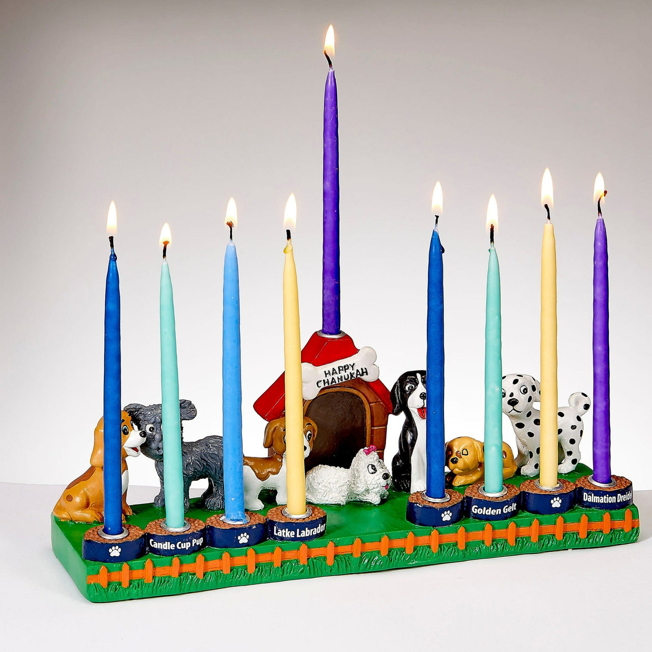 Rite Lite Menorahs Dog Lovers Hand-Painted Resin Menorah