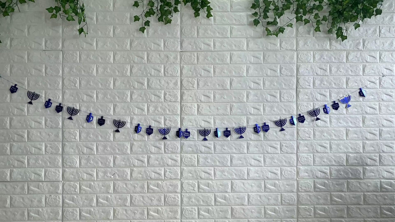 Rite Lite - Menorahs and Dreidels Foil Garland - 9 Feet - ModernTribe