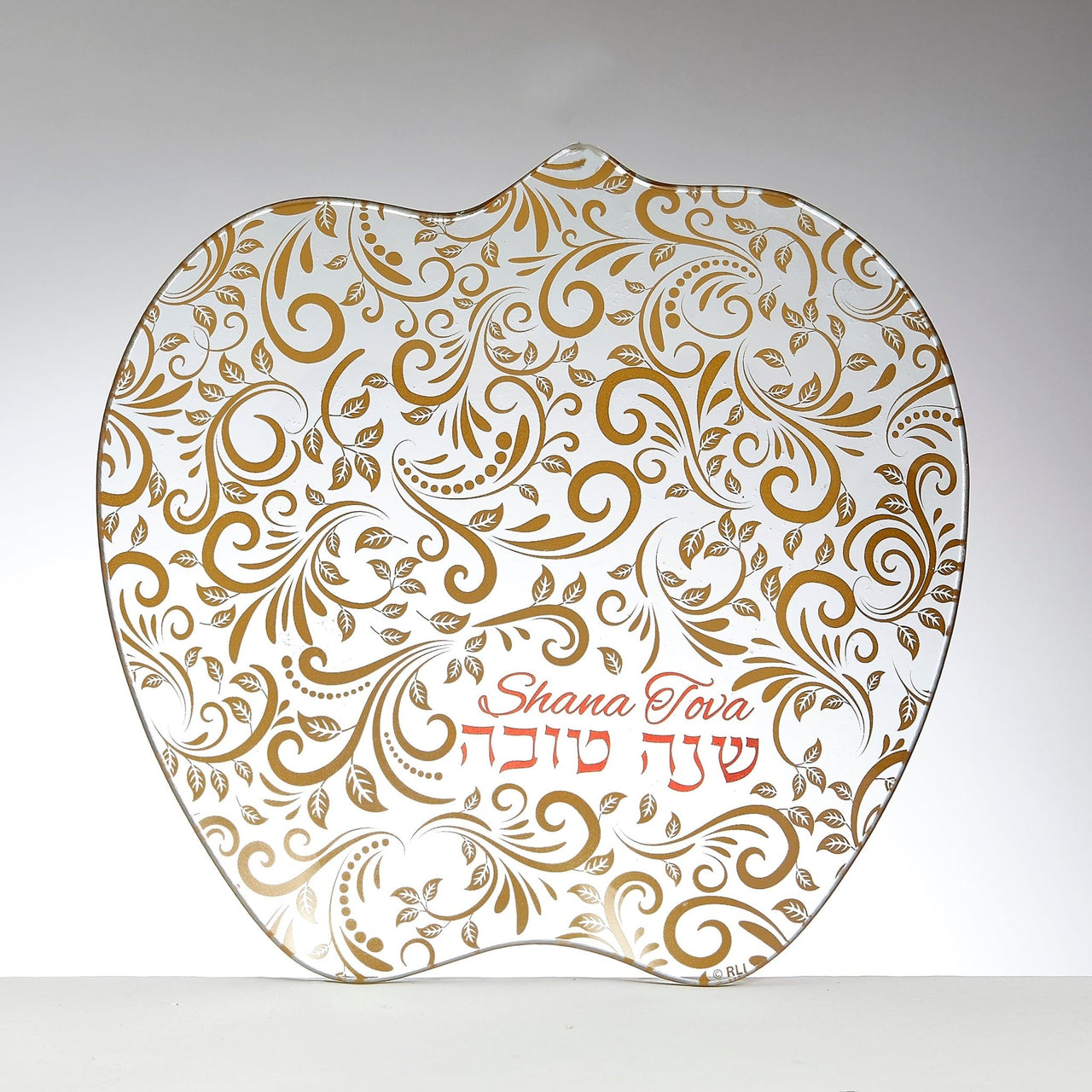 Rite Lite - Red and Gold Glass "Shana Tova" Apple Plate - ModernTribe