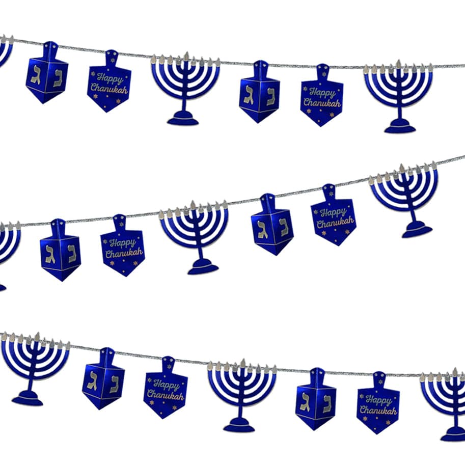 Rite Lite - Menorahs and Dreidels Foil Garland - 9 Feet - ModernTribe