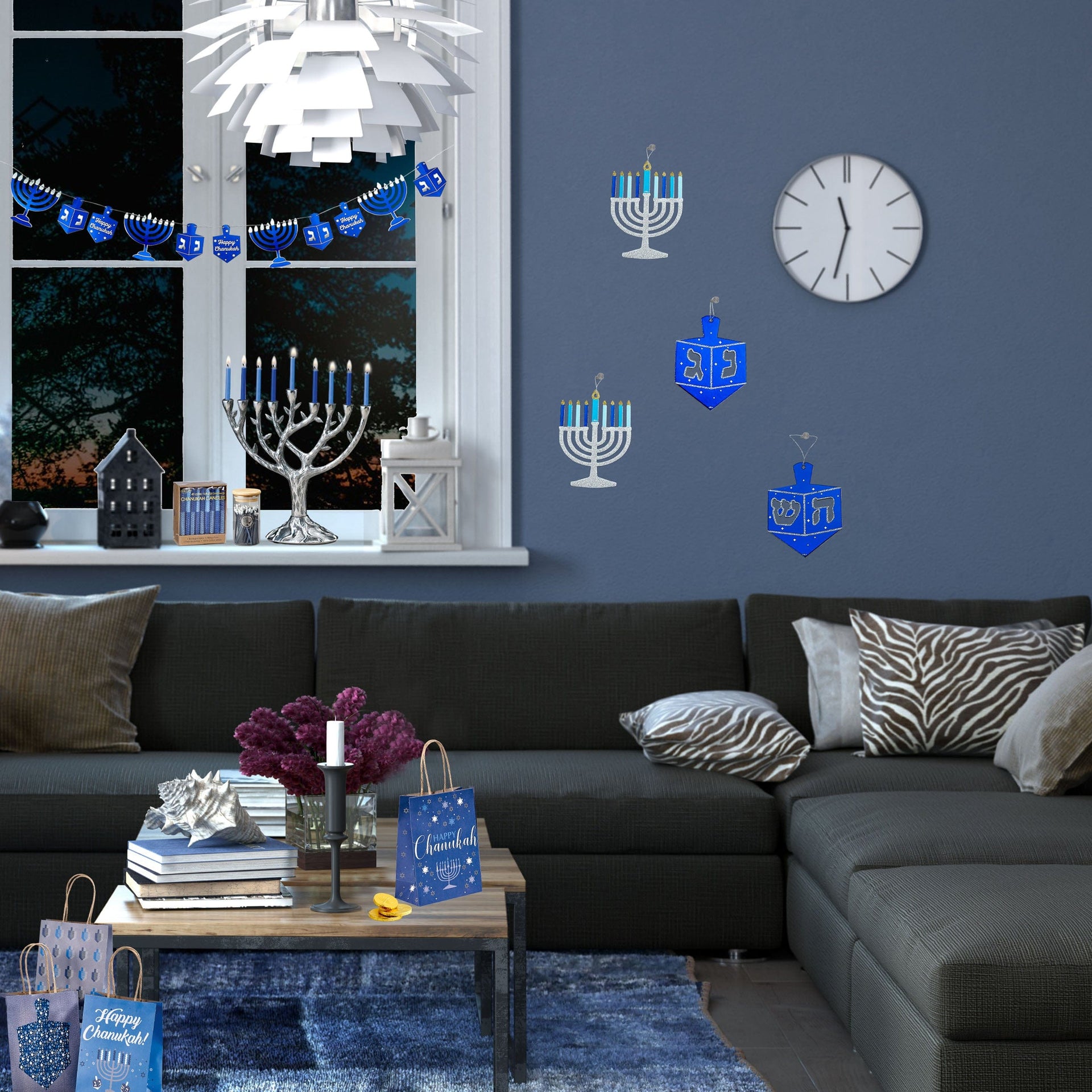 Rite Lite Decorations 9 feet Menorahs and Dreidels Foil Garland - 9 Feet