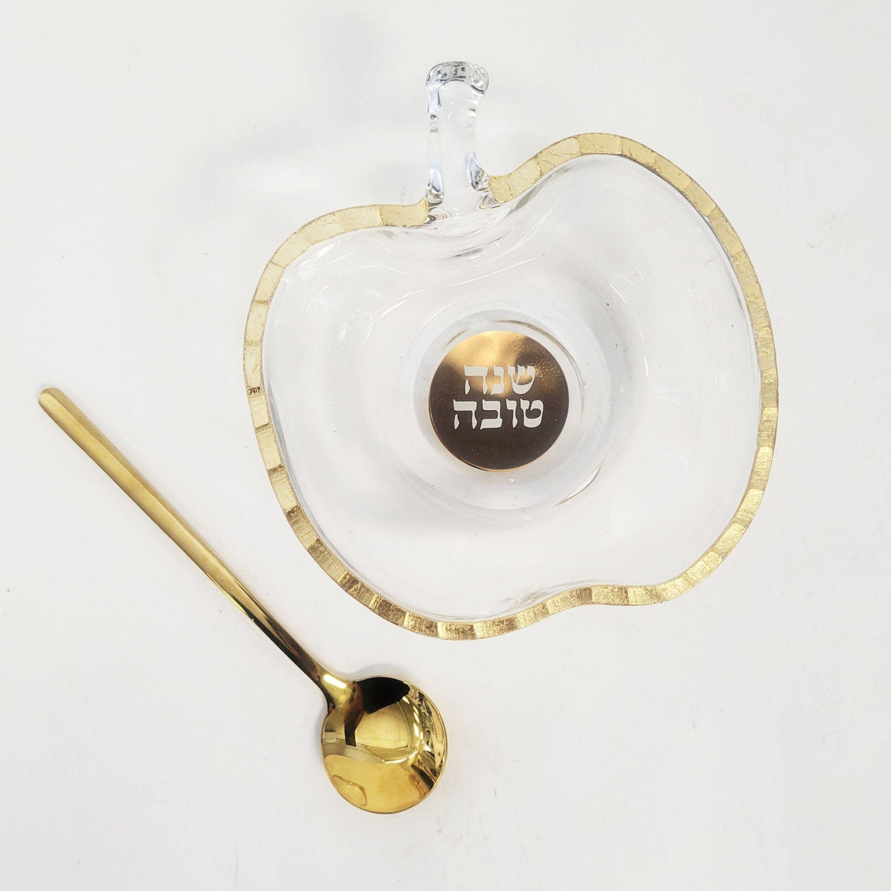 Rite Lite - Apple - Shaped Glass Honey Dish with Gold Accent and Spoon - ModernTribe