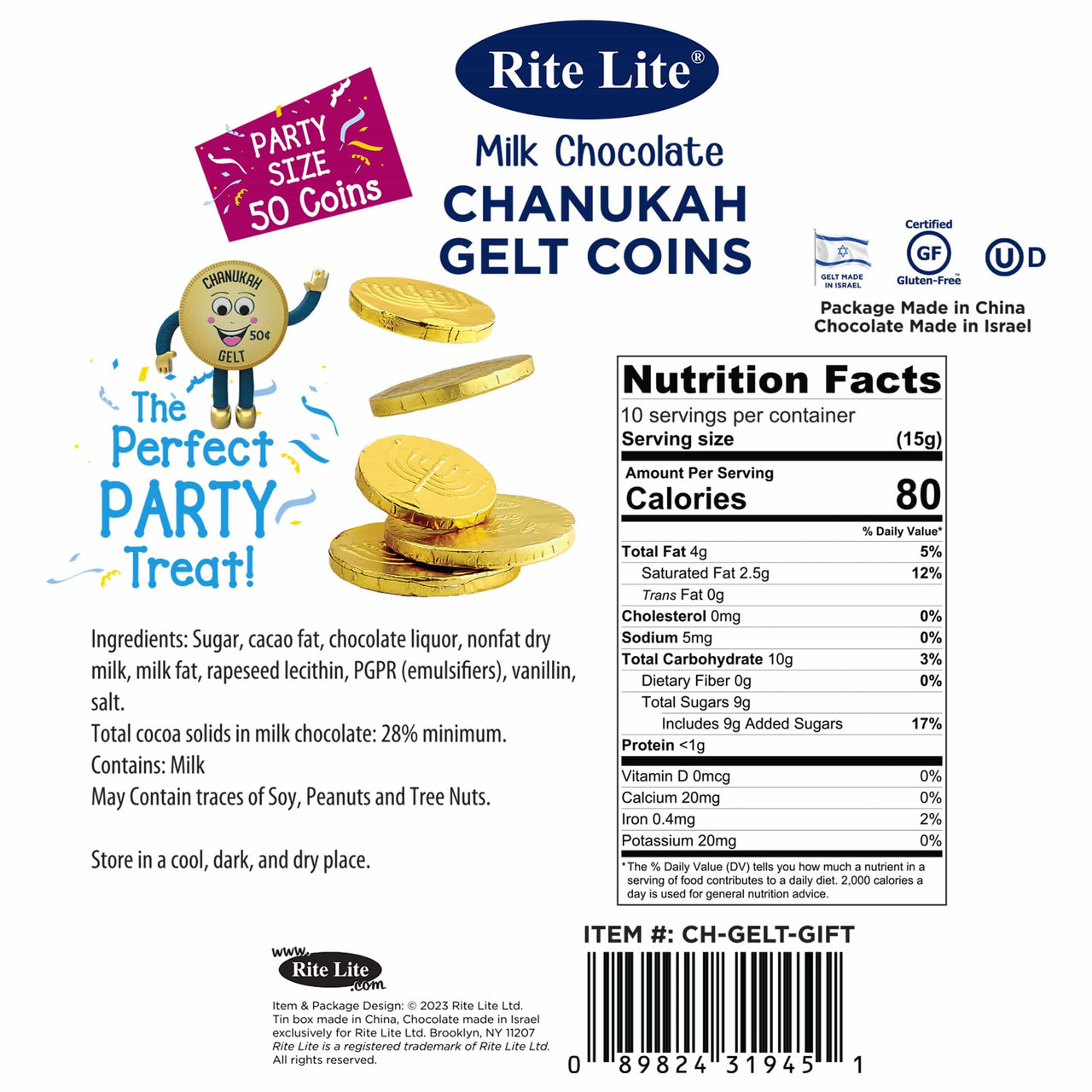 Rite Lite - Milk Chocolate Chanukah Gelt - Collectible Gift Tin - ModernTribe