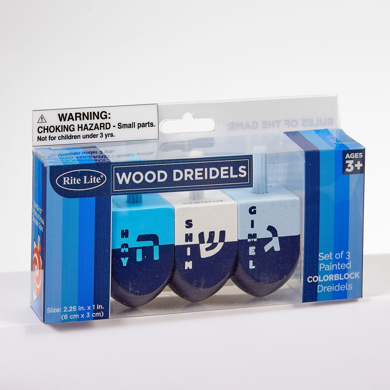 Rite Lite - Large Colorblock Wooden Dreidels - Blue - ModernTribe