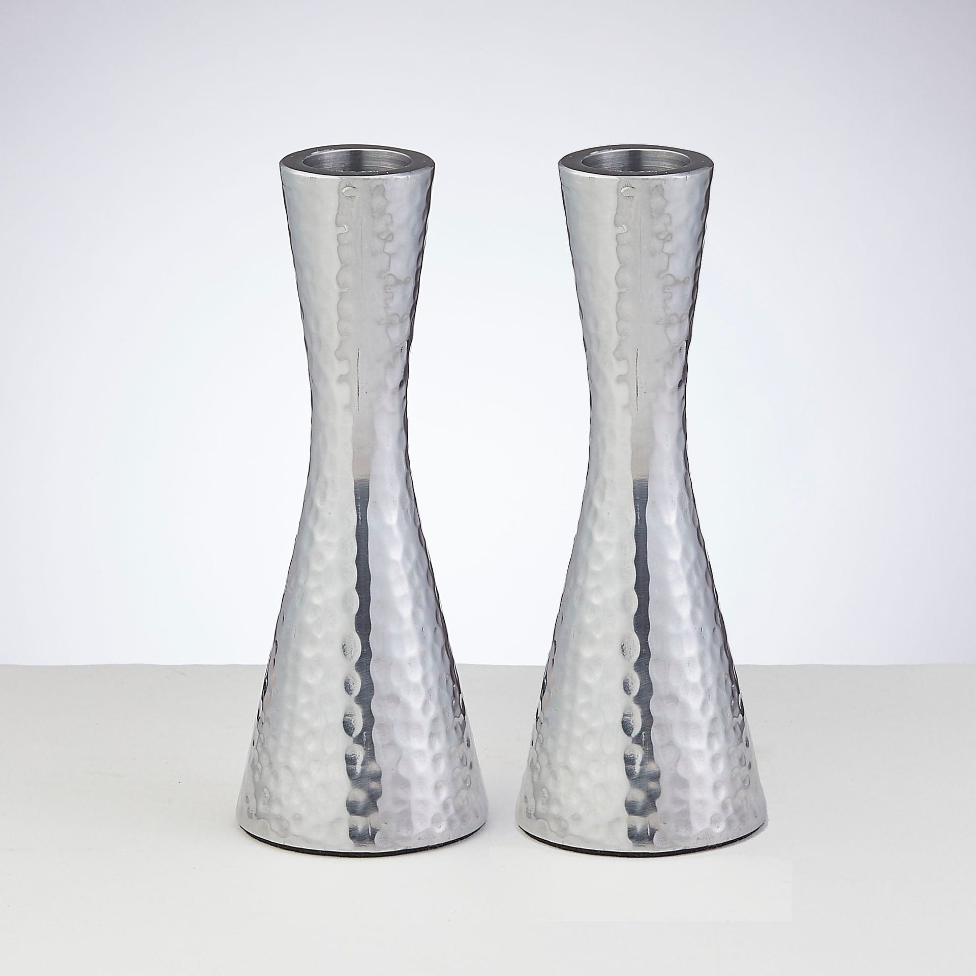 Rite Lite Candlesticks Modern Hammered Polished Candlesticks - Silver