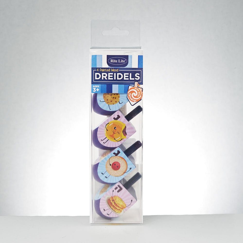 Rite Lite - Large Hand - Painted Whimsical Foods Dreidels - Pack of 4 - ModernTribe
