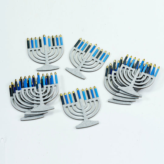 Glitter and Foil Menorah Tablescatters