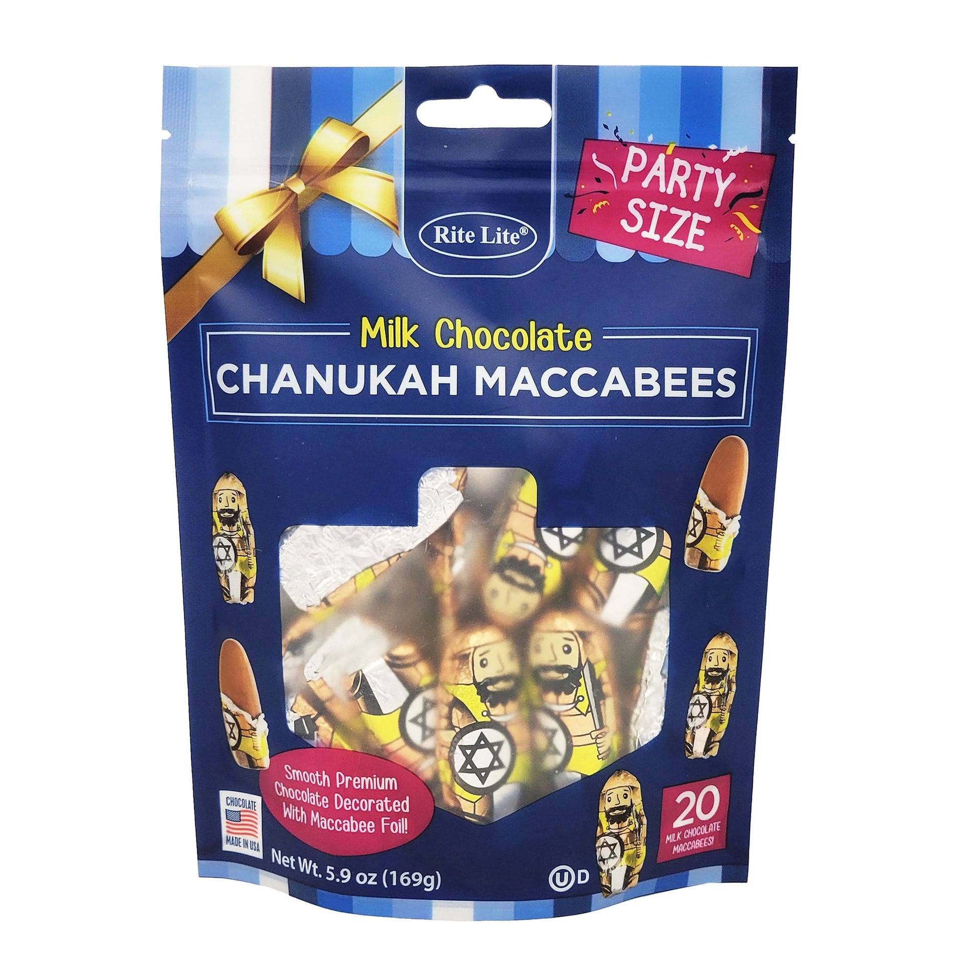Rite Lite Food Milk Chocolate Chanukah Maccabees - Bag of 20