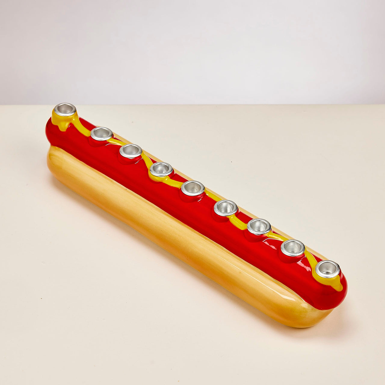Rite Lite - Hand-Painted Hot Dog Ceramic Menorah - ModernTribe