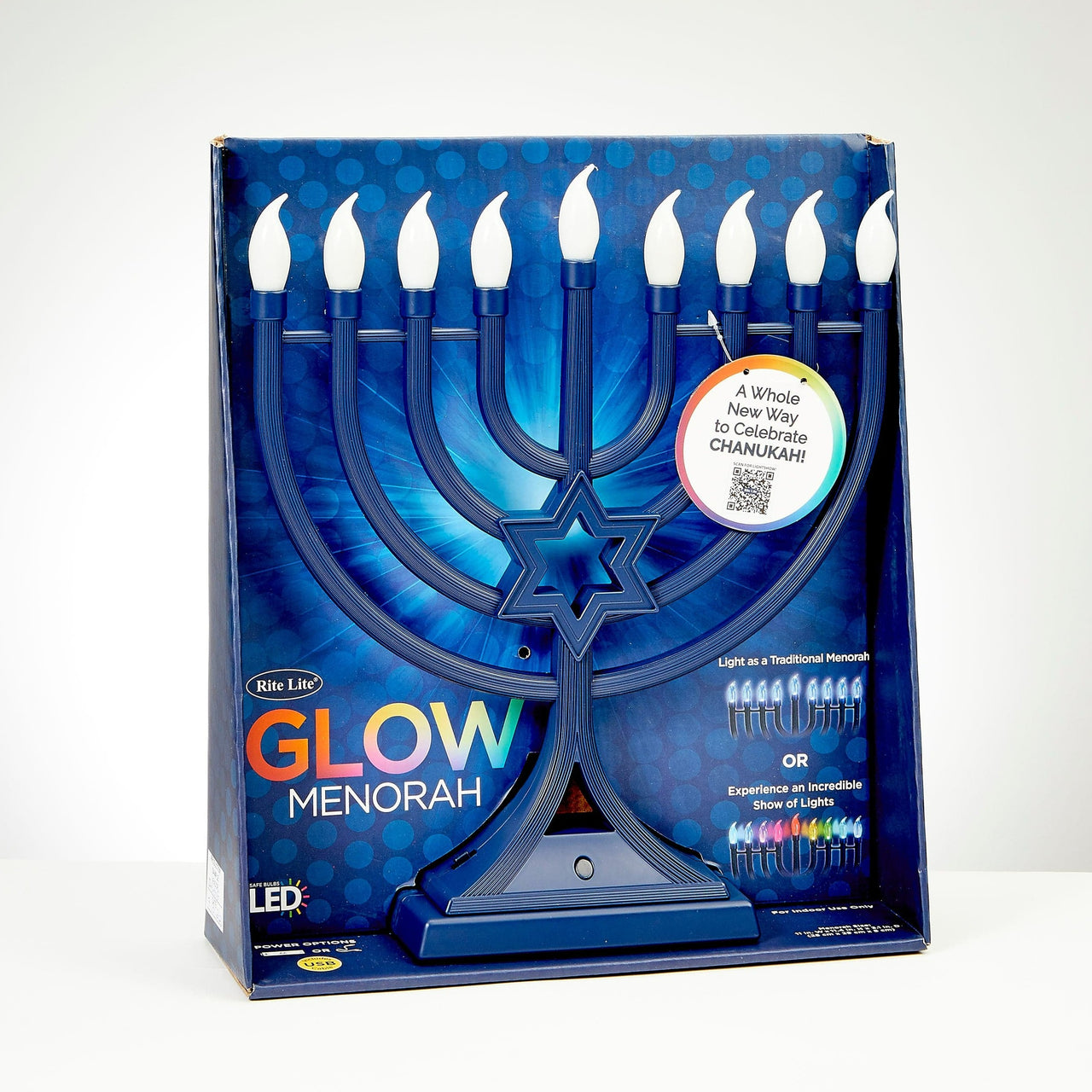 Rite Lite Menorahs Navy LED Menorah With Color Changing Light