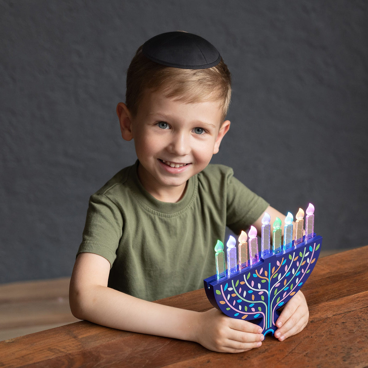 Rite Lite Toys My Play Wood Light Up Menorah with Acrylic Candles