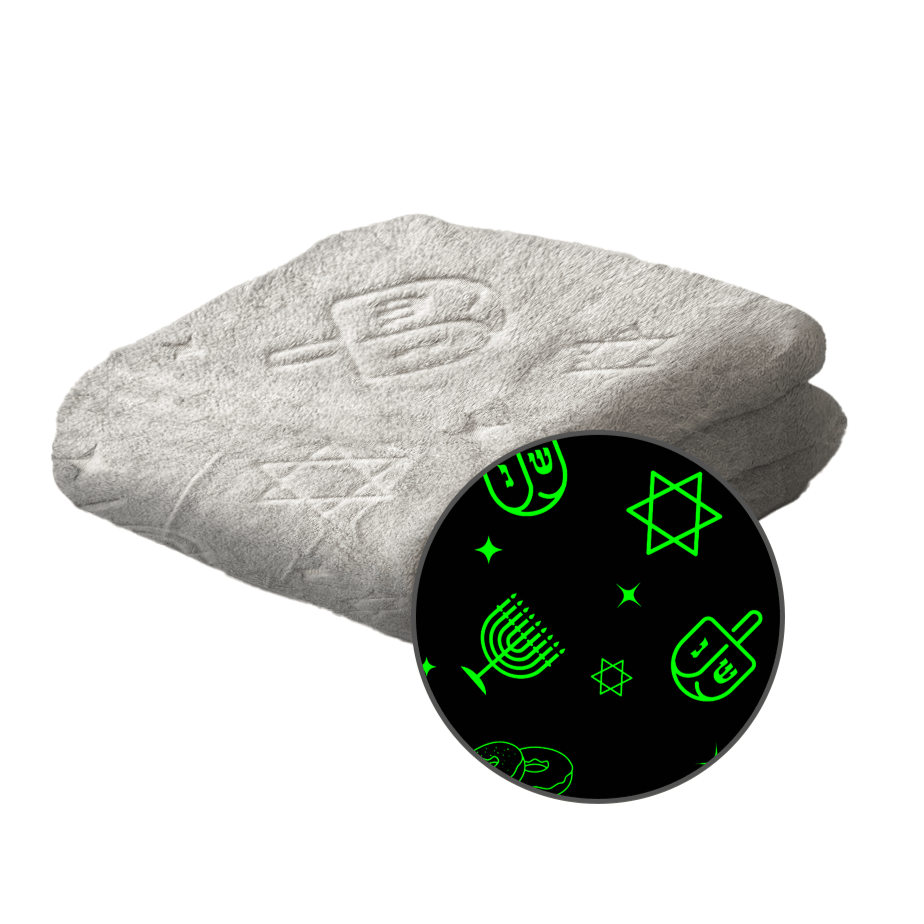 Atzi - Hanukkah Glow - in - the - Dark Blanket - ModernTribe