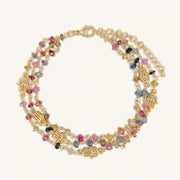 Karma and Luck Bracelets Nourished Intuition Multi-Sapphire Hamsa Gold Bracelet