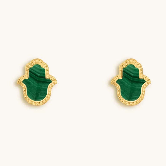 Humble Bliss Hamsa Malachite Stud Earrings
