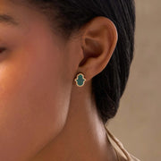 Karma and Luck Earrings Humble Bliss Hamsa Malachite Stud Earrings