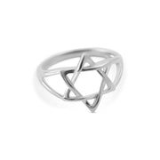 Alef Bet Rings White Gold / 5 Split Shank Star of David Ring - 14k Yellow Gold, White Gold or Rose Gold