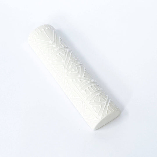 White on White Pattern Mezuzah Case by Maiyan Ben Yona