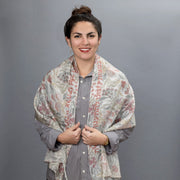 Elly Bovarnick Studios Tallises Watercolor Pomegranate Pattern Tallit - Choice of Brown or Peach Letters