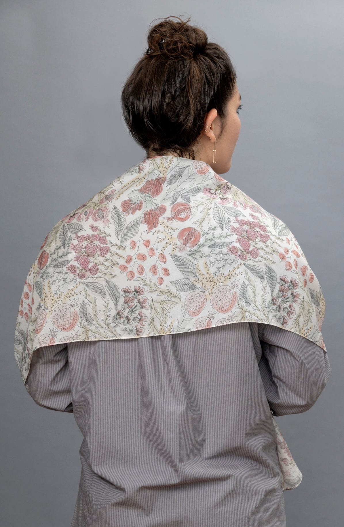 Elly Bovarnick Studios Tallises Watercolor Pomegranate Pattern Tallit - Choice of Brown or Peach Letters