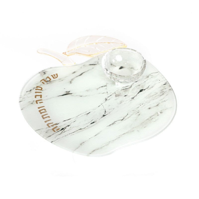 Alef To Tav - Marbled White Apple Tray and Honey Dish - ModernTribe
